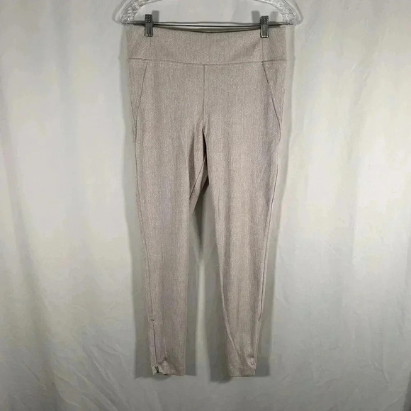 Athleta Leggings Women's Medium Beige Pull On Stretchy Mid Rise Zip Pockets - Picture 1 of 10